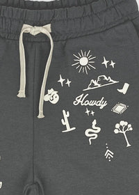 TINY WHALES Boy's Malone Sweat Short in faded black - kids' shorts - detail view