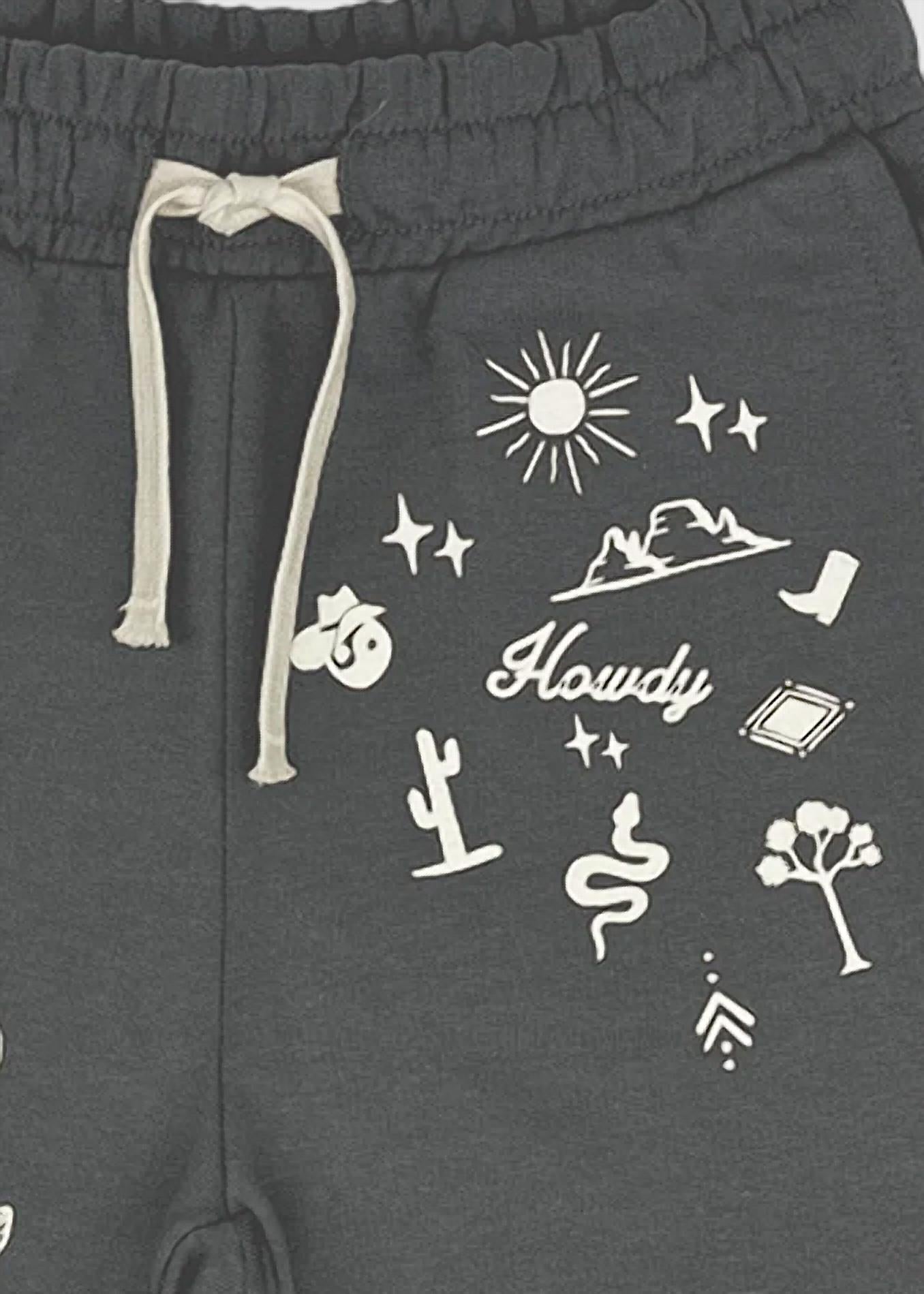 TINY WHALES Boy's Malone Sweat Short in faded black - kids' shorts - detail view