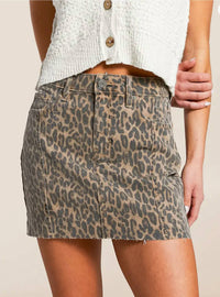 Hidden - Cheetah Denim Mini Skirt