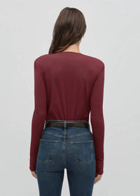 Favorite Daughter Slinky Date Blouse Bodysuit in vino - women's shirt - detail view