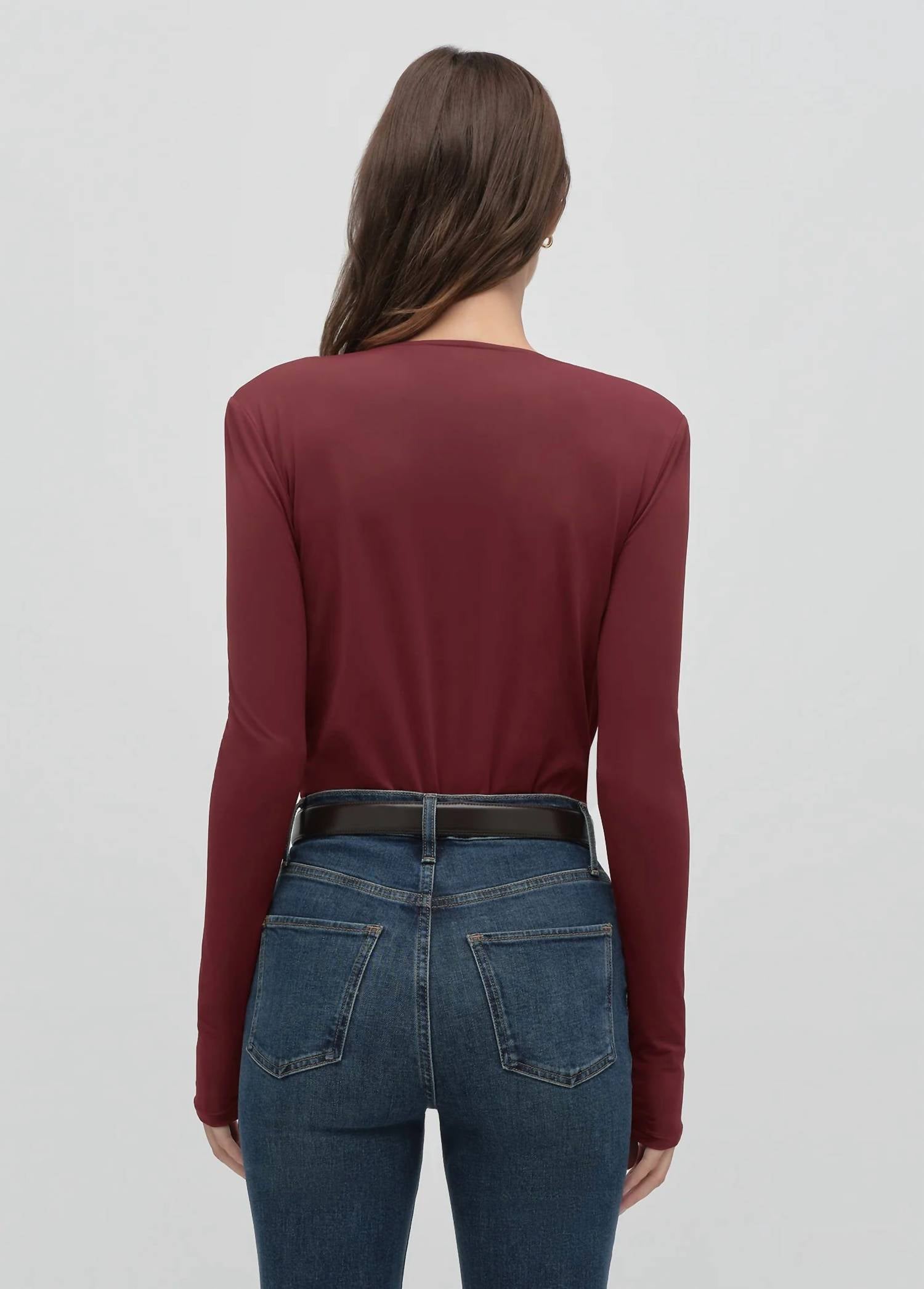 Favorite Daughter Slinky Date Blouse Bodysuit in vino - women's shirt - detail view