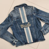 Tiana Designs - Women's Cropped Denim Jacket decorated with Bride Glass Beads