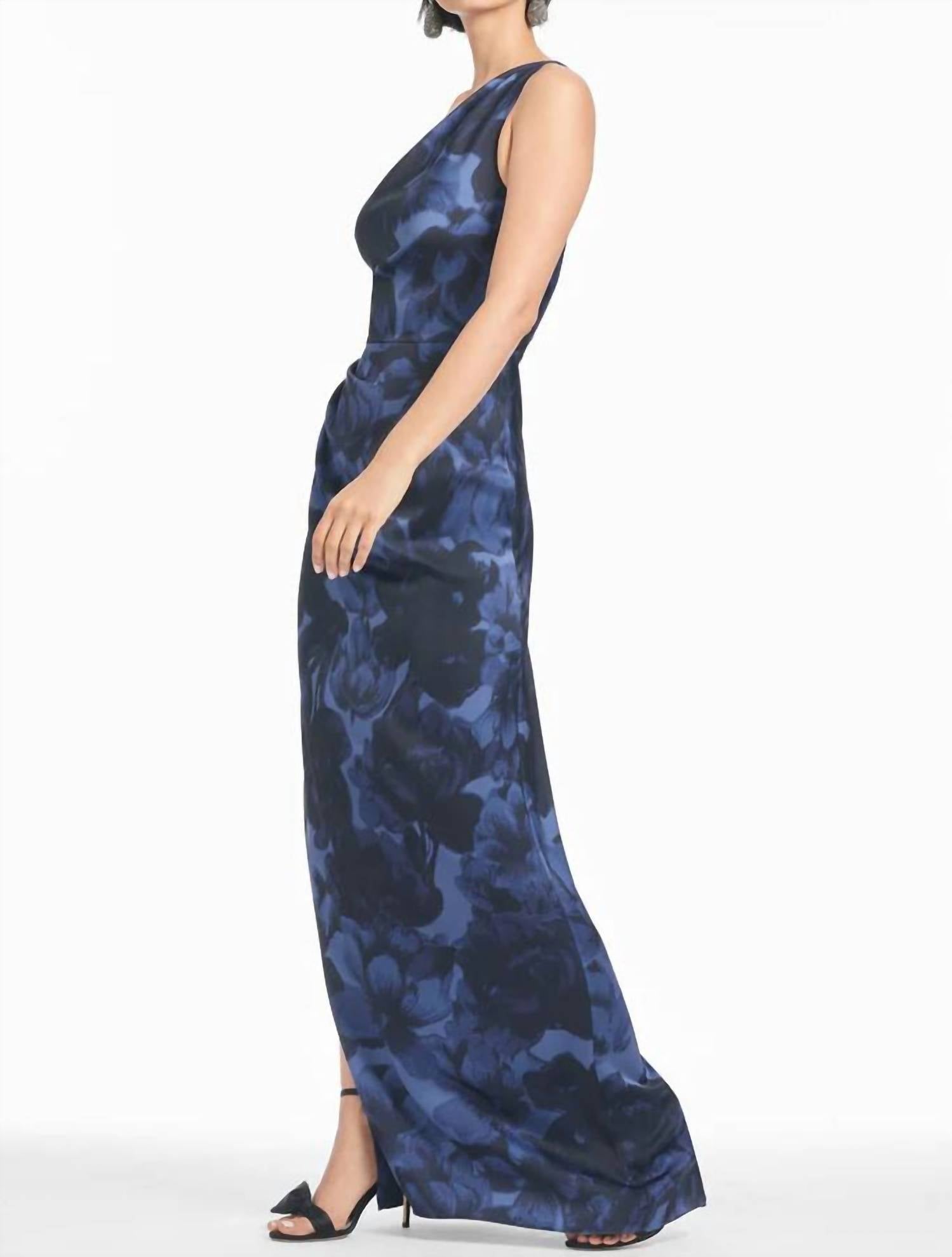 SACHIN & BABI Delancy Floral One Shoulder Gown in deep ocean bouquet - women's dress - alternate view