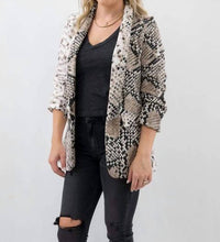 Venti6 - Ruched Sleeve Snakeskin Blazer