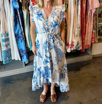 La Plage Mallory Maxi Dress in peacock white blue - women's dress
