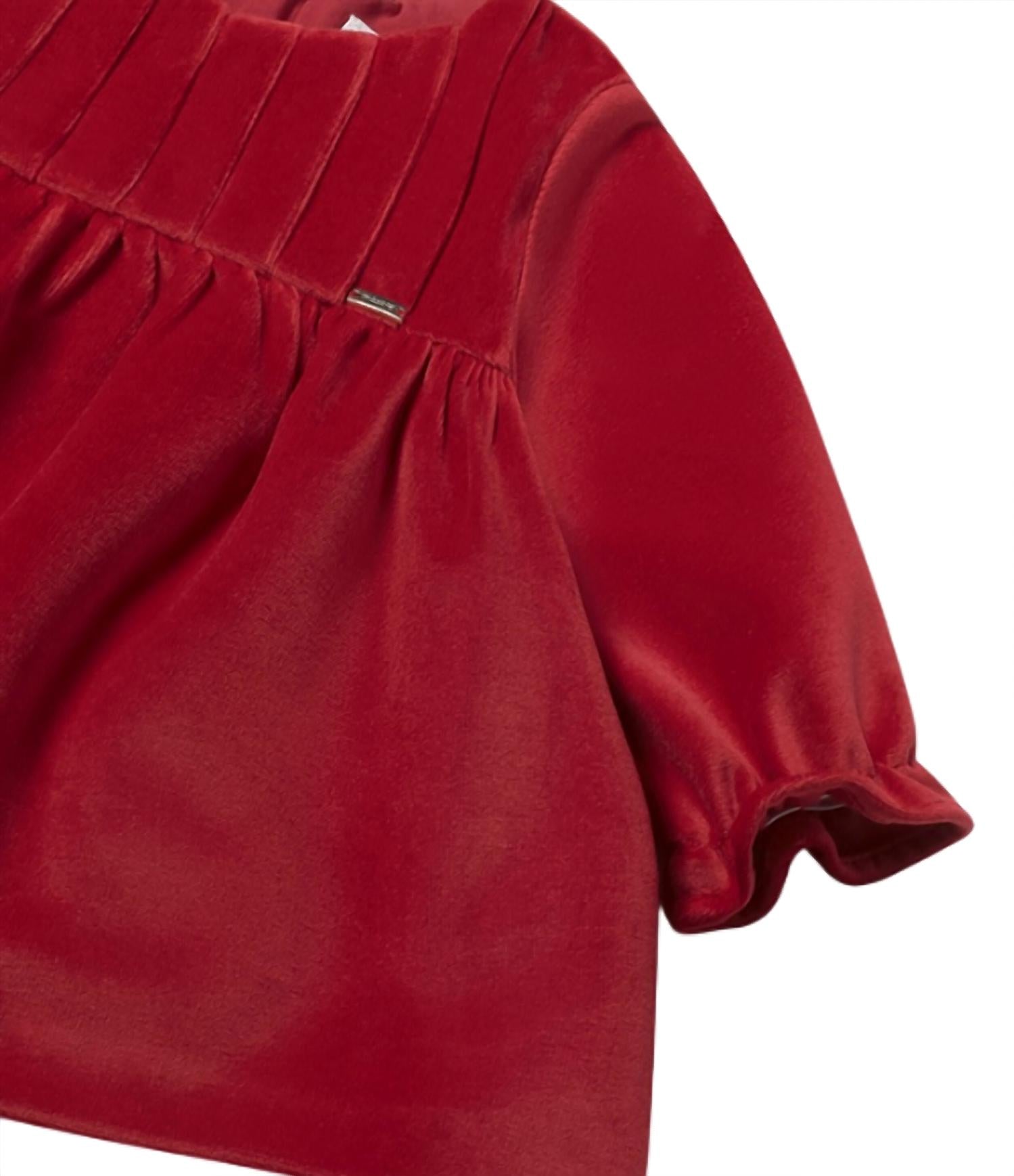Mayoral Kid's Long Sleeve Velvet Dress in red - kids' dress - view 4