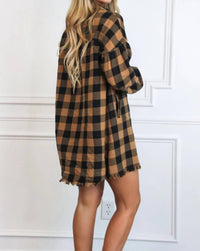Risen - Pumpkin Patch Plaid Shirt Dress