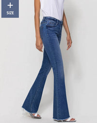 Vervet By Flying Monkey - Mid Rise Raw Hem Flare Jeans - Plus