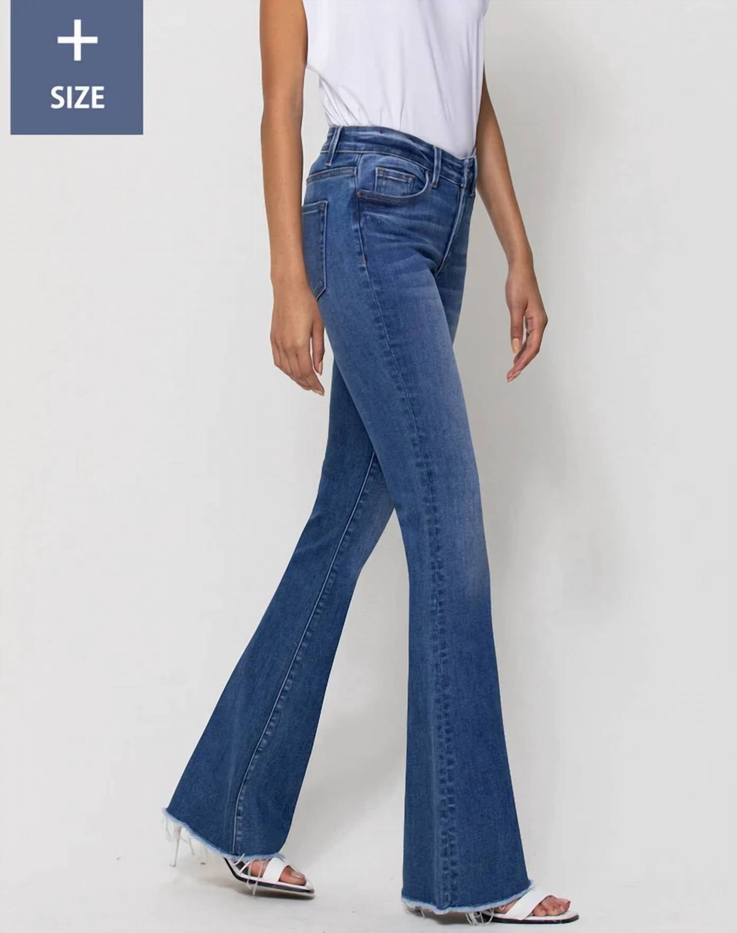 Vervet By Flying Monkey - Mid Rise Raw Hem Flare Jeans - Plus