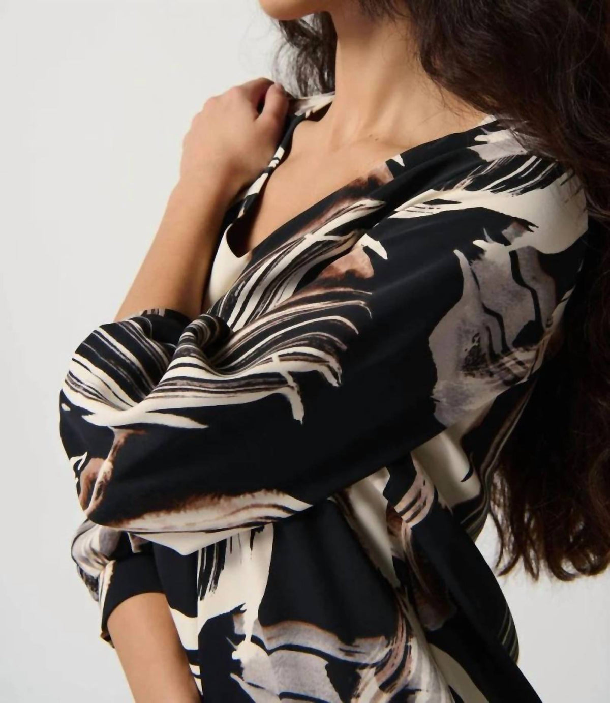 Joseph Ribkoff - Brushstroke Print Three Quarter Sleeve Mini Shift Dress