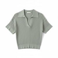 SABLYN Women's Mirabelle Crop Polo in eucalyptus - women's blouse