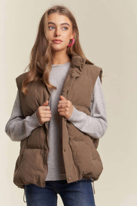 Adora - Button Down Corduroy Puff Vest