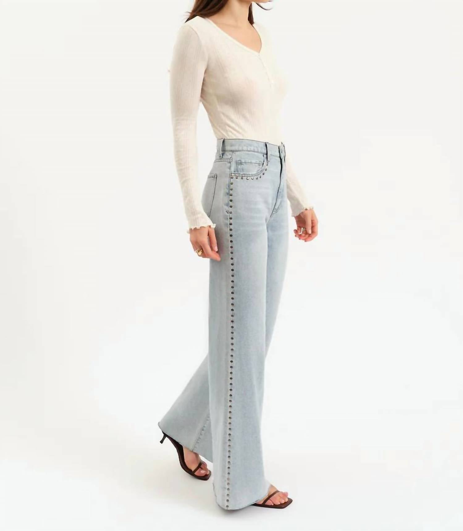 Daze - Far Out Wide Leg Studded Jeans