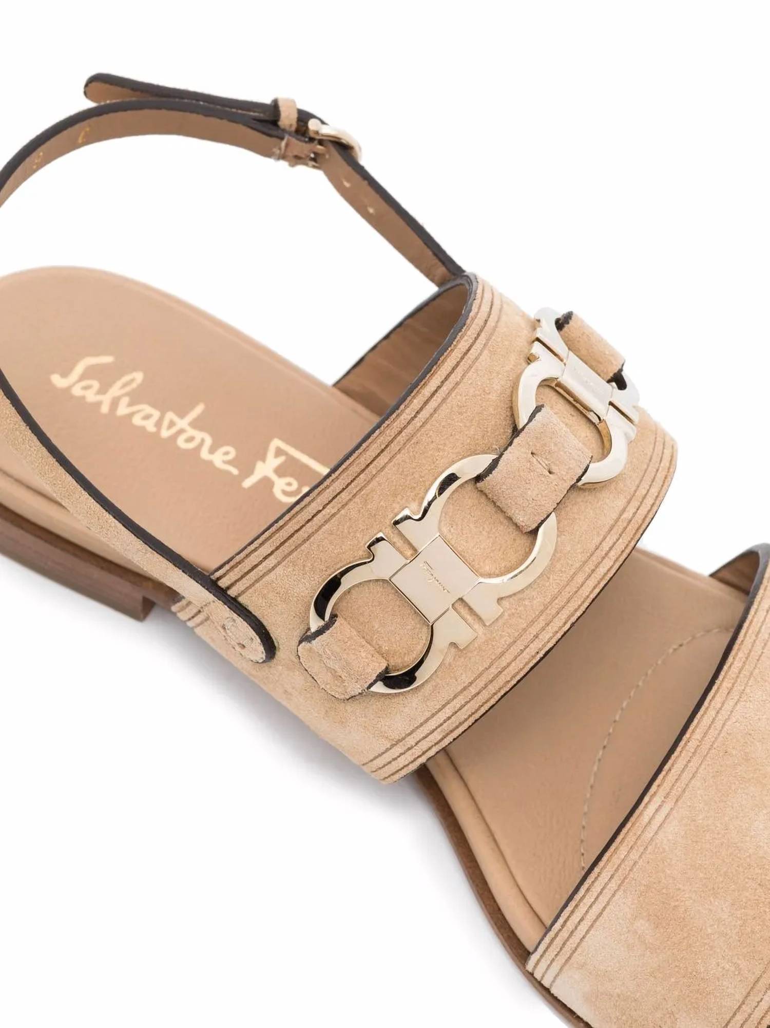 Salvatore Ferragamo - Women's Gancini Plaque Suede Sandals