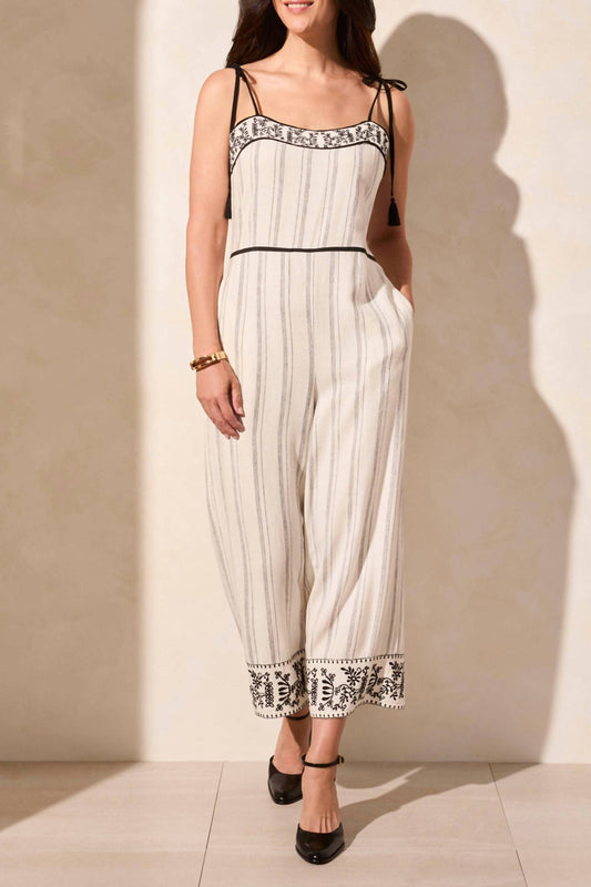 Tribal - Embroidered Tassel Straps Jumpsuit