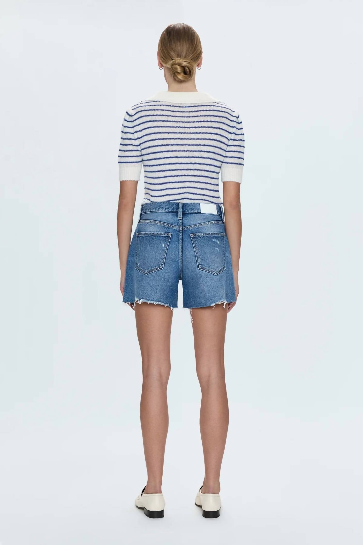 PISTOLA Andie High Rise Vintage Cut Off Short in thesis distressed - women's shorts - detail view