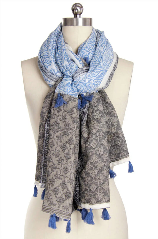 Saachi - Tassel Trim Cotton Scarf