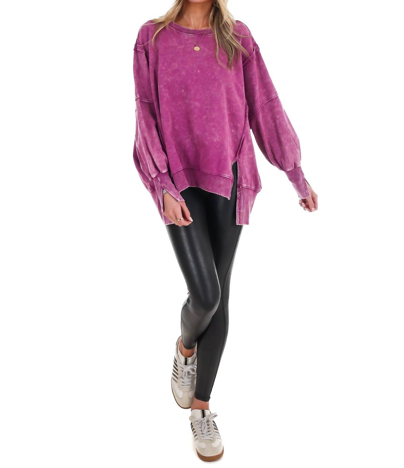 Zenana - Lovely Life Acid Wash Sweatshirt