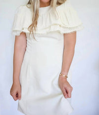 Tcec - Eleanor Pleated Capelet A-Line Mini Dress