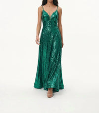 Amarra - Sequined Deep V Neck Dress
