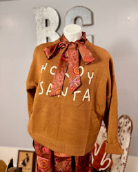 Baevely by Wellmade Women's Howdy Santa Sweater in camel - women's sweater - alternate view