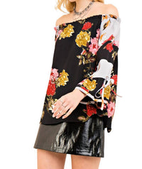 Entro - Textured Floral Off The Shoulder Top