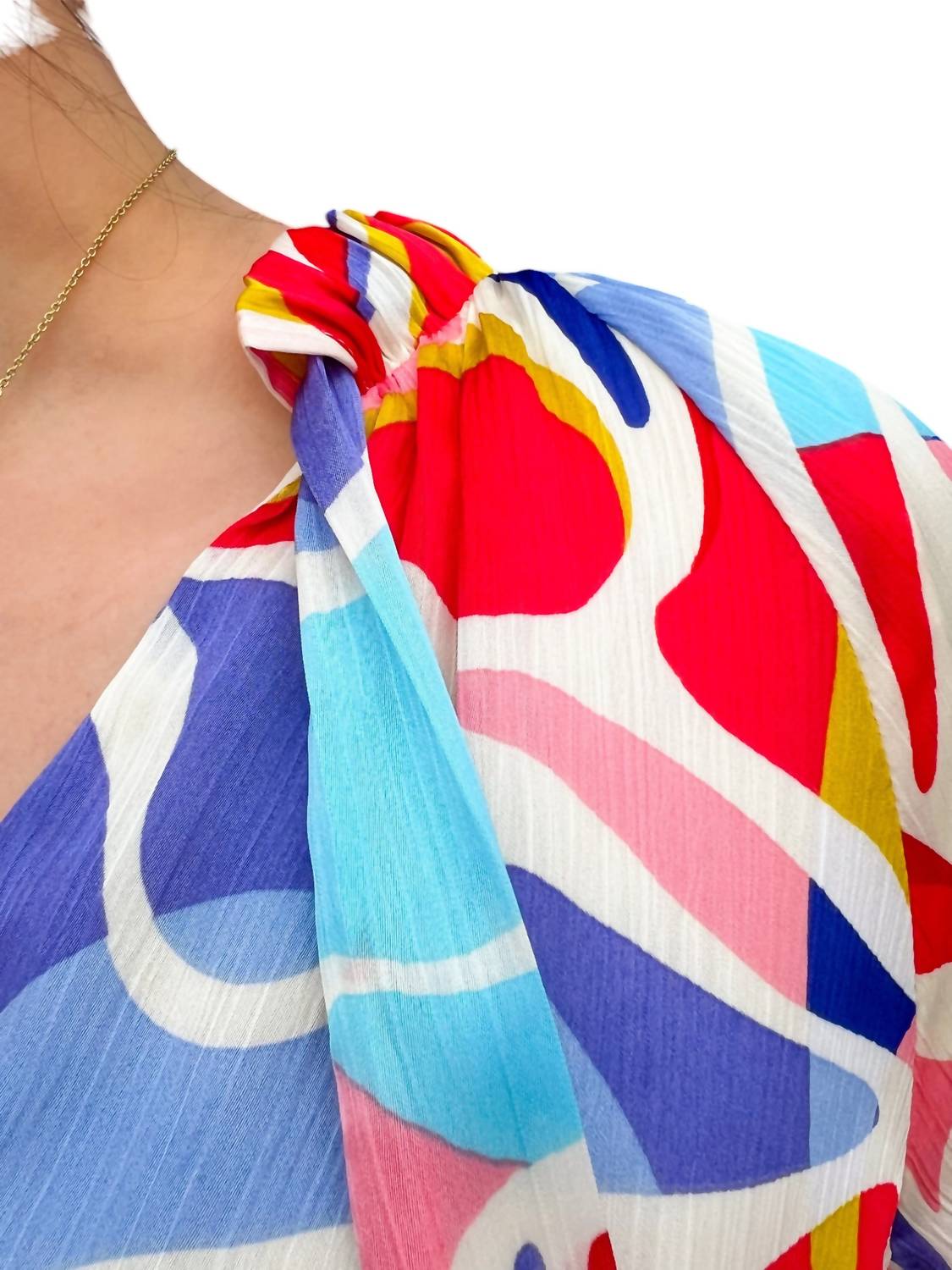 Jade - Abstracted Swirl Peasant Top