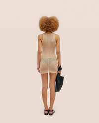 Haight Pia Knit Mini Dress in cuban sand - women's dress - detail view