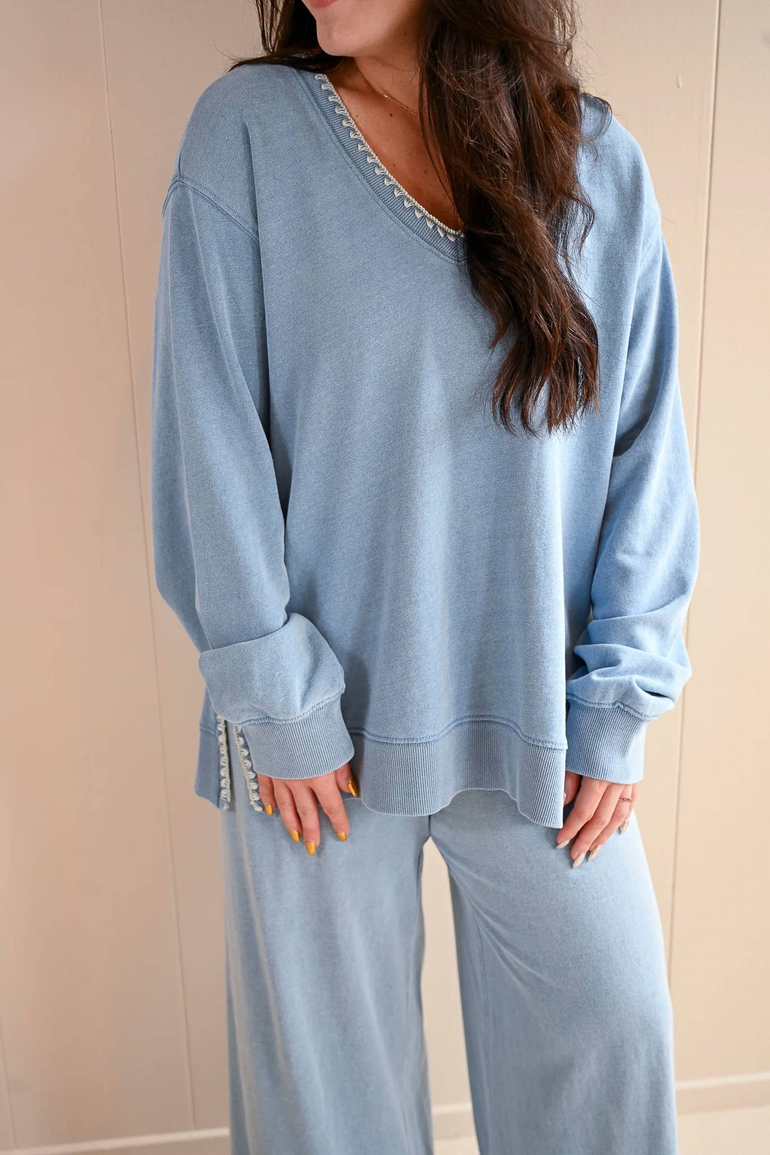 Z Supply - Women's Maple V Neck Whipstitch Denim Top