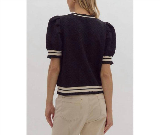 Entro - Short Sleeve Floral Textured Top