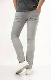 JACHS NEW YORK Straight Fit 5 Pocket Summer Commuter Pants in light grey - men's pants - detail view