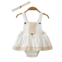 Omnis Pura - Girls Josie Muslin Skirted Sunsuit With Headband