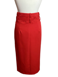 Tea & Cup - Women's High Rise Side Slit Belted Skirt
