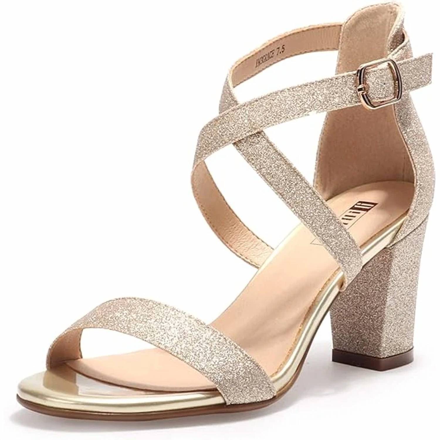 Idifu - Women's Grace Block Heel Cross Strap Sandals