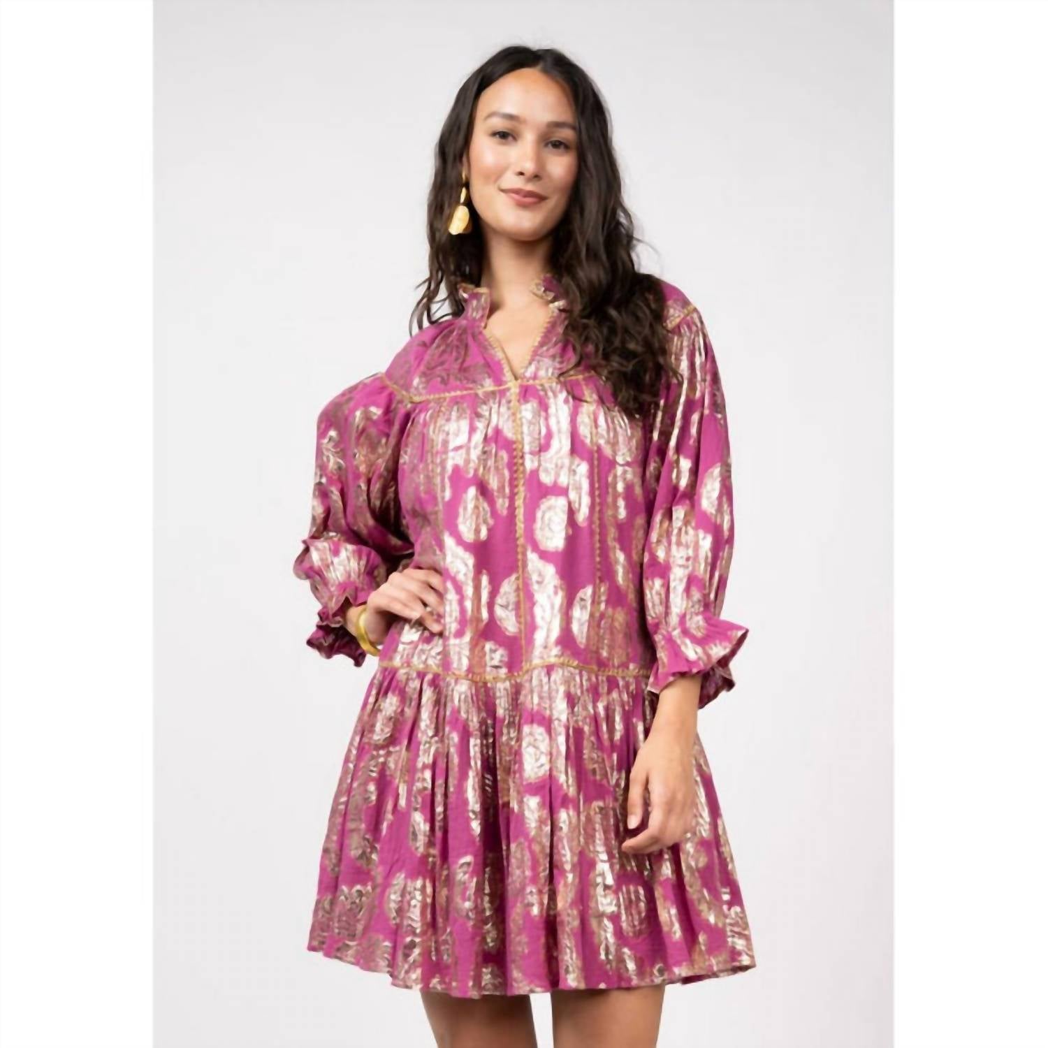 Ivy Jane - Metallic Roses Swing Dress