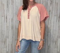 Easel Brynn Color Block Top in pink - women's t-shirt - view 5