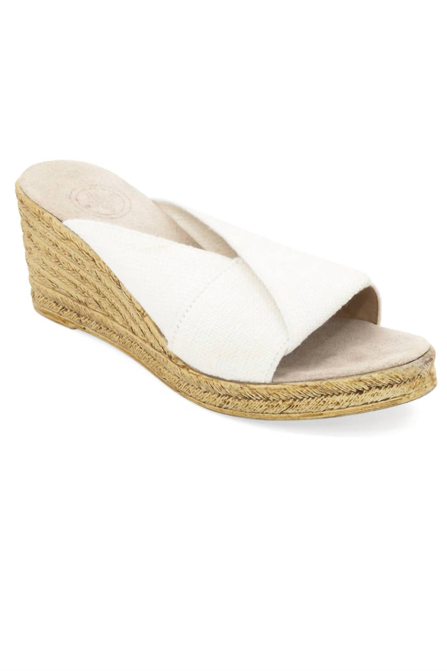 CHARLESTON SHOE CO. Women's Porter Espadrille Wedge Sandal in white - women's sandal - detail view