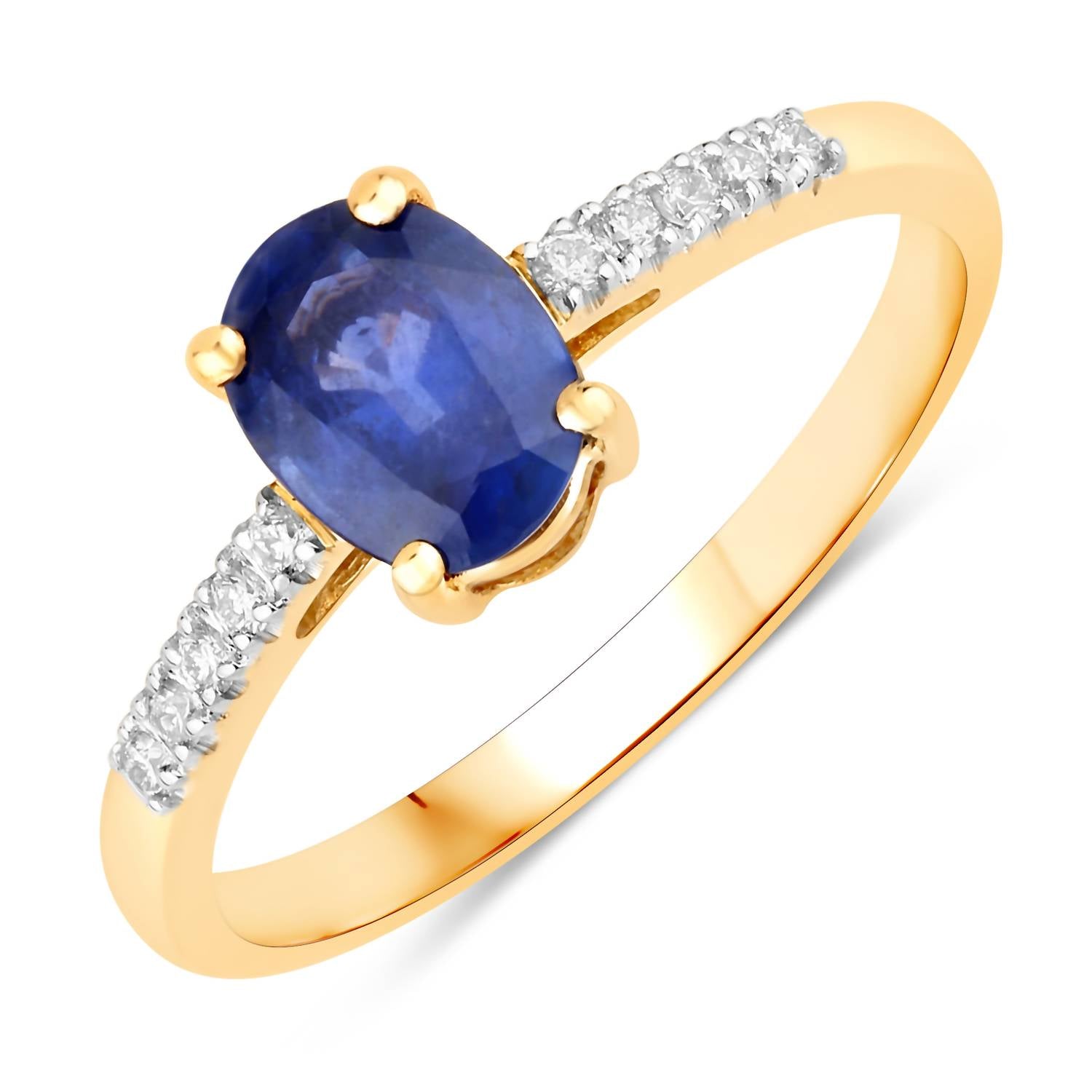 Diana M Jewels Women's Oval Natural Sapphire Fashion Ring (1.22 Ct) - Petite in 18k yellow gold - women's jewelry