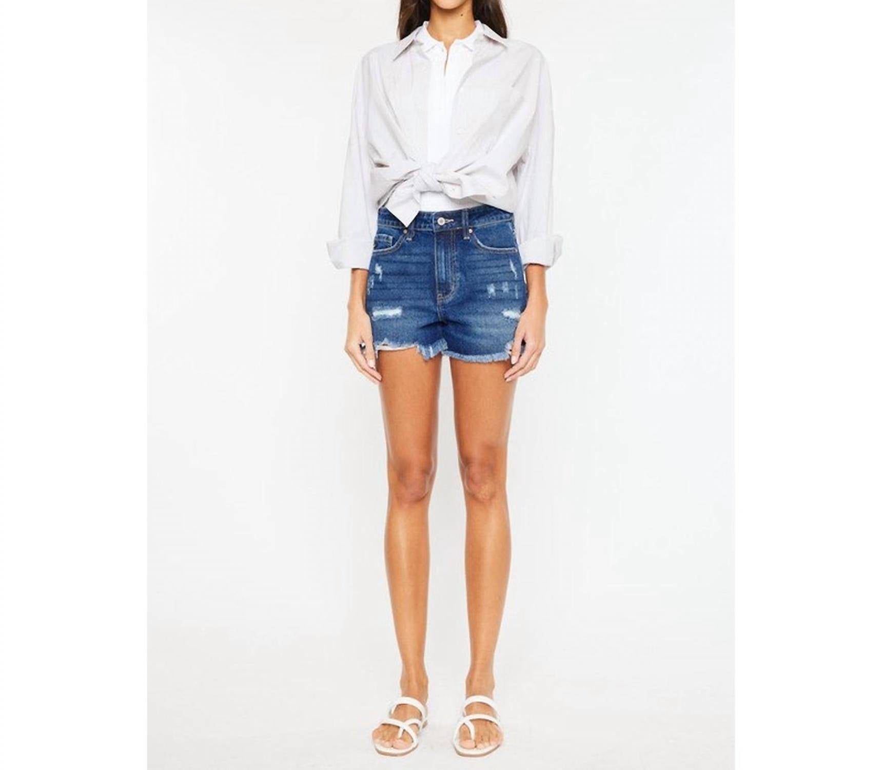 Kancan - High Rise No Stitch Frayed Hem Shorts