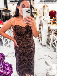 Able - Women's The Flirt Factor Leopard Midi Dress