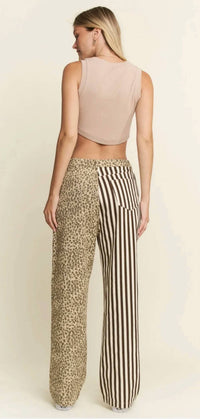 Jade By Jane - Wild Side Leopard & Stripe Flare Pants