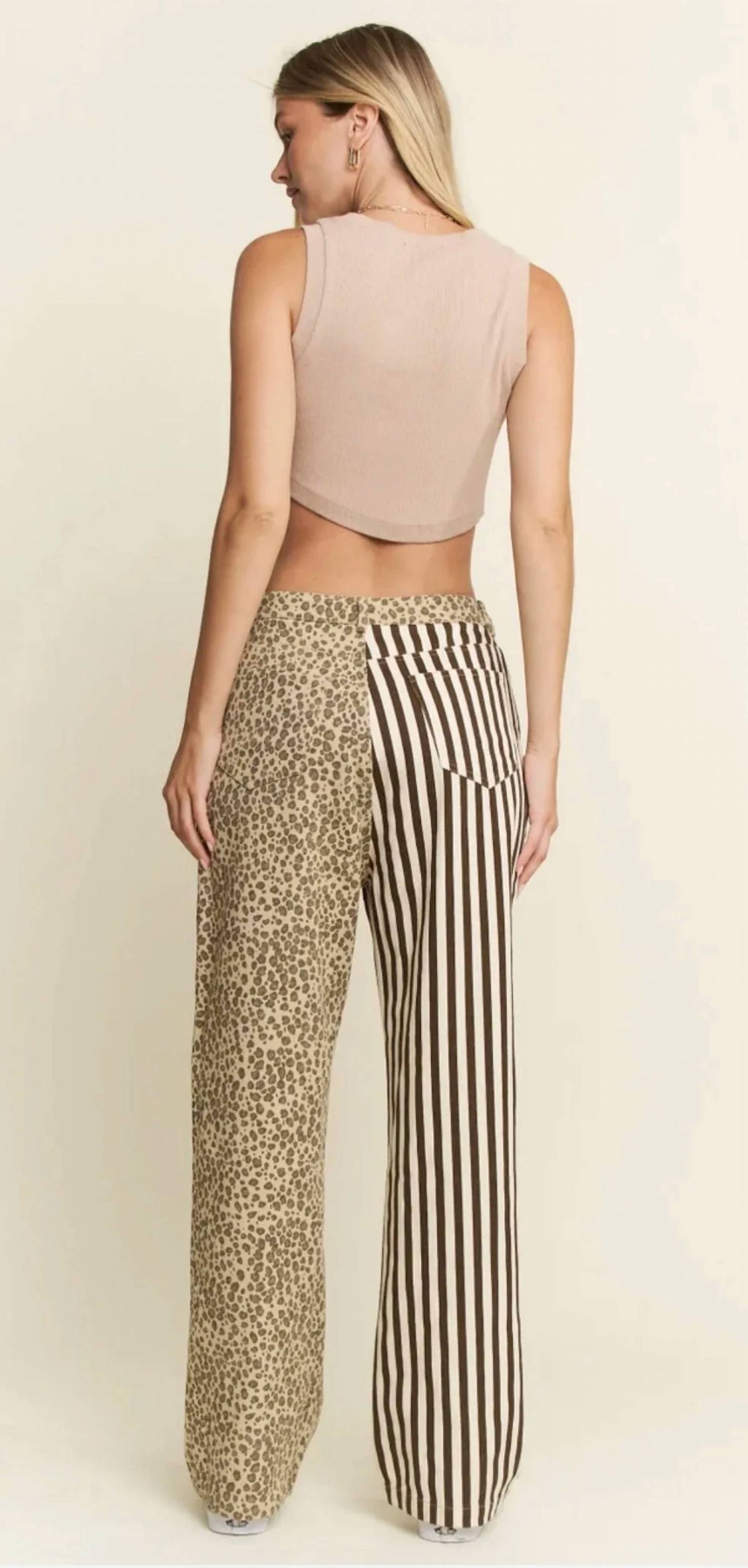 Jade By Jane - Wild Side Leopard & Stripe Flare Pants