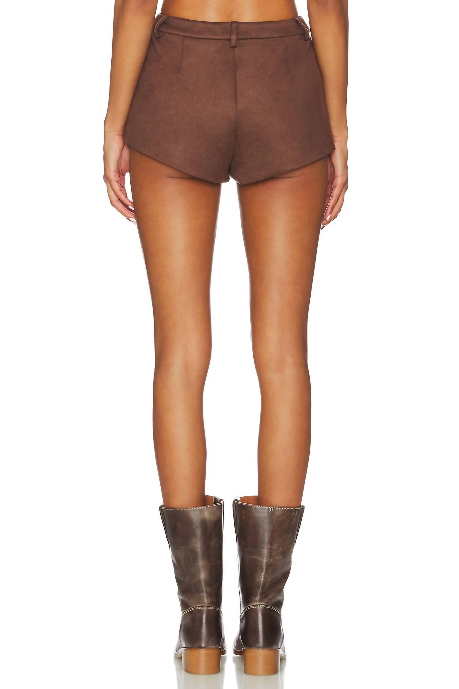 BARDOT X Revolve Jayla Faux Suede Mini Short in chocolate - women's shorts - view 4