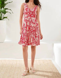 Tribal - Sleeveless Print Jersey V-neck Dress