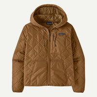 Patagonia Diamond Quilted Bomber Hoodie Jacket in deer brown - women's top - alternate view