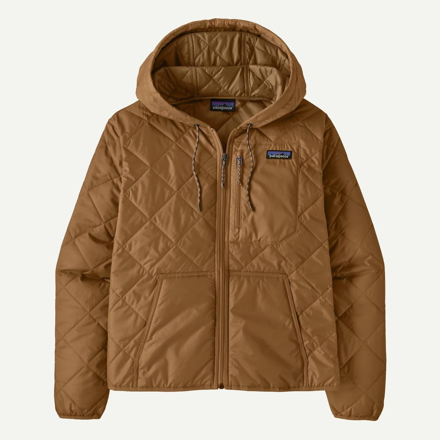 Patagonia Diamond Quilted Bomber Hoodie Jacket in deer brown - women's top - alternate view