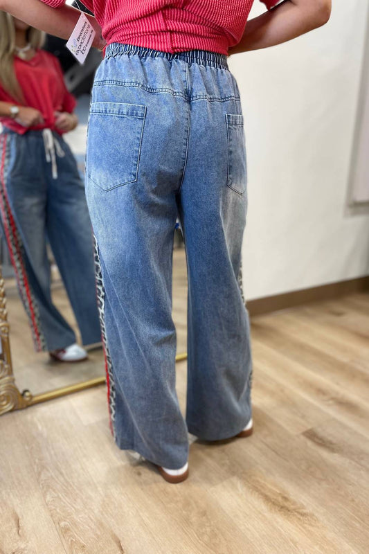 Jodifl - Side Leopard Accent Wide Leg Pant