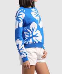 Minnie Rose - Cotton Cashmere Hibiscus Reversible Crew Top