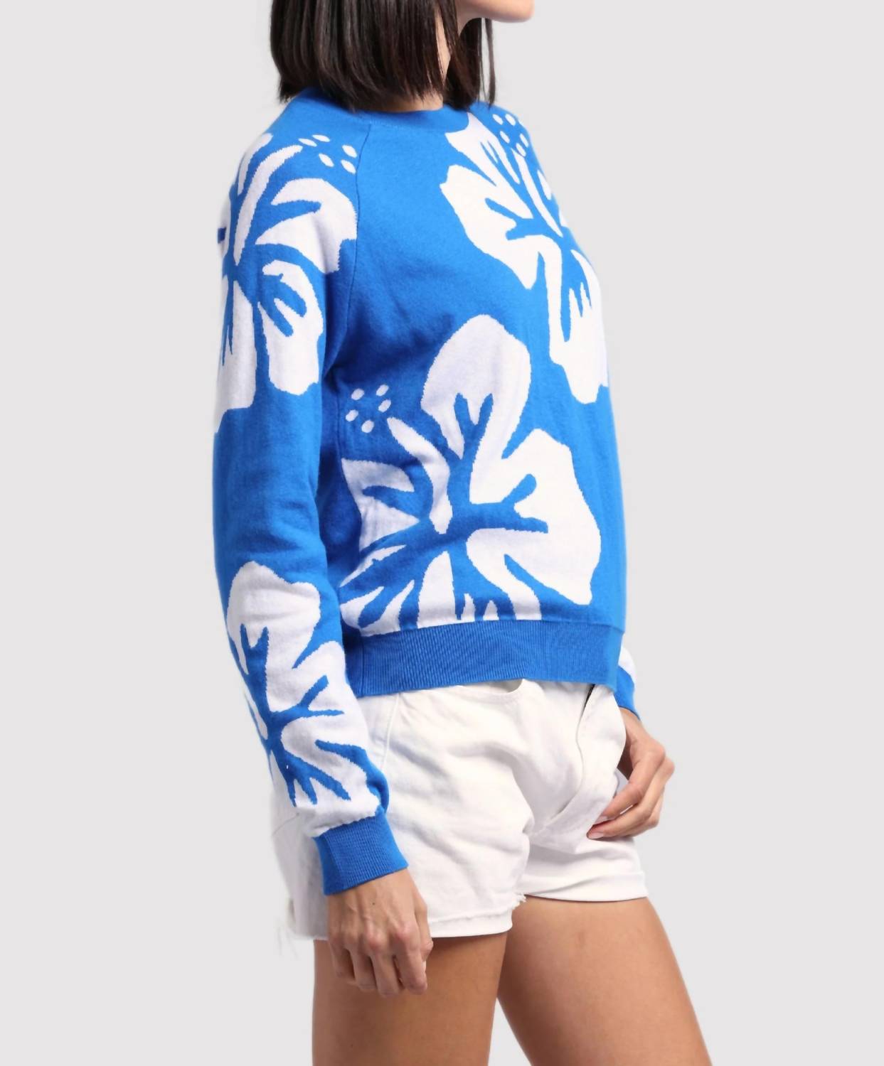 Minnie Rose - Cotton Cashmere Hibiscus Reversible Crew Top