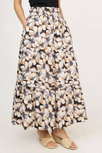 Ee:Some - Floral Print Tiered Maxi Skirt